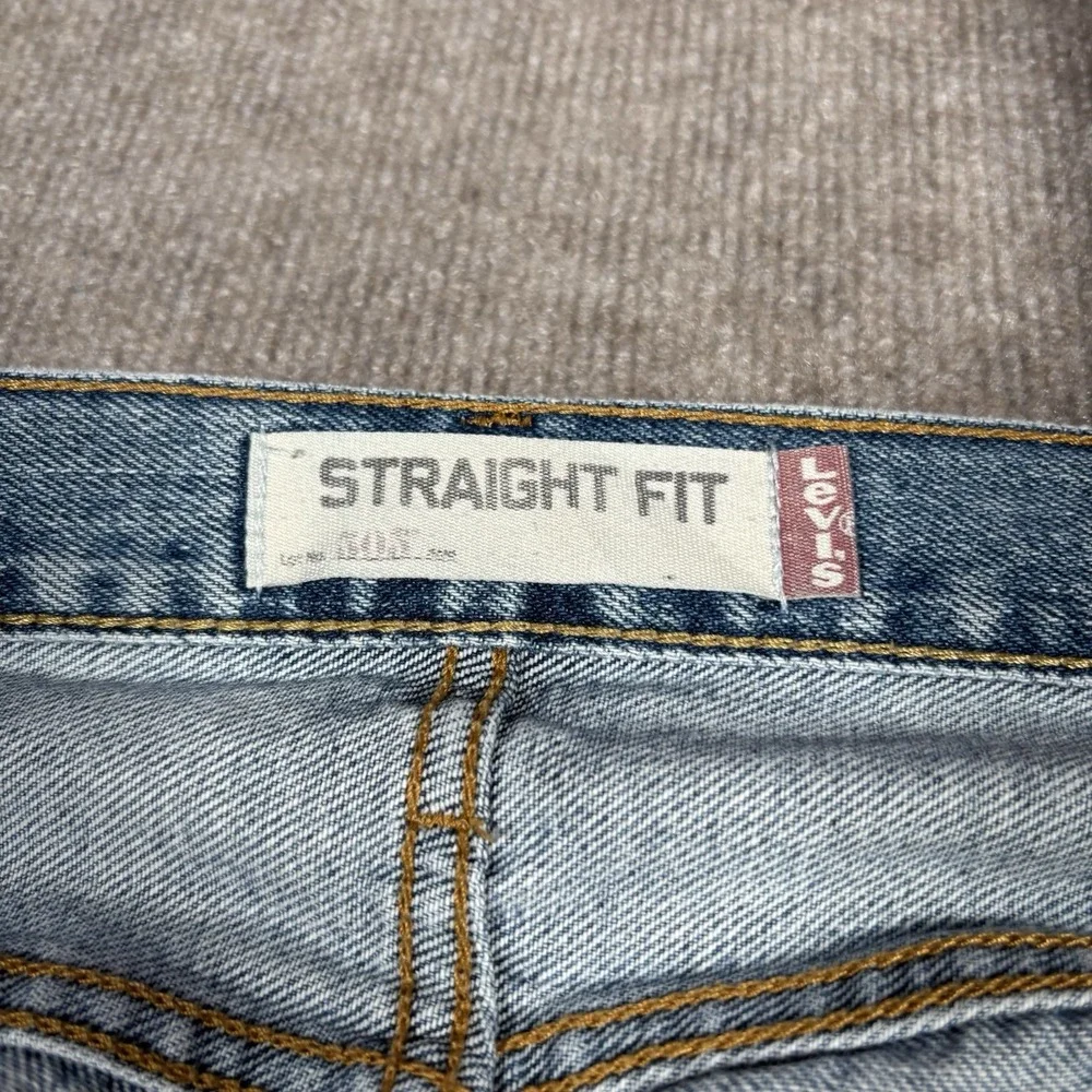 Levis 505 Jeans Mens 38x32‎ Regular Fit Straight Leg Light Wash Blue Denim Y2K